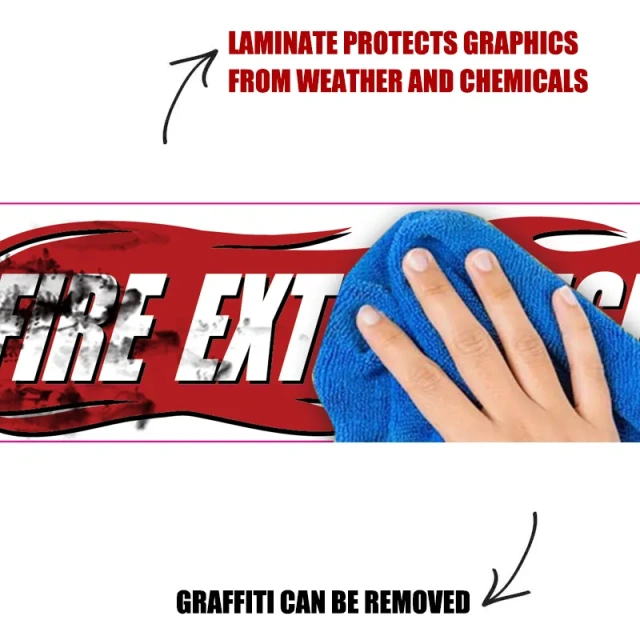 Heavy Duty Fire Extinguisher Inside Truck Decal With Flames Graphic Sign Self Adhesive