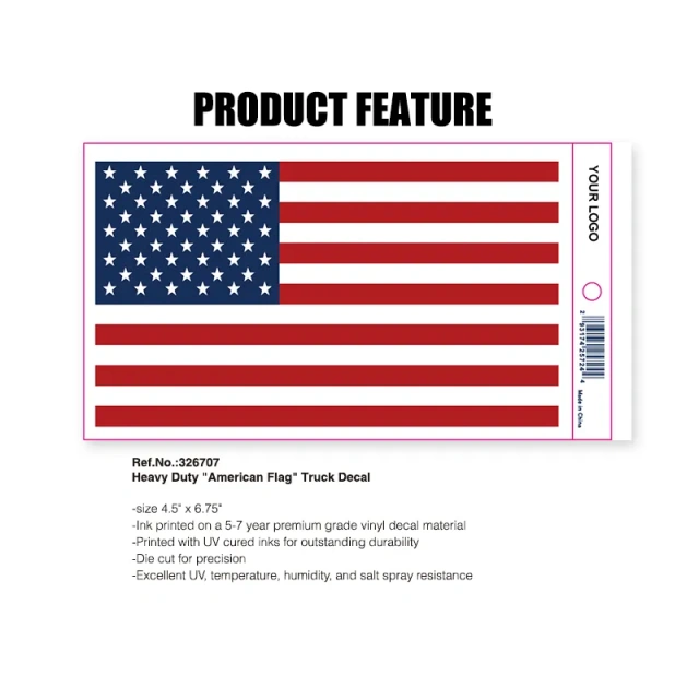 Heavy Duty American Flag Truck Decal Sign Self Adhesive