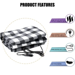 Electric Car Blanket Heated 12 Volt Travel Throw For Car and RV For Cold Weather