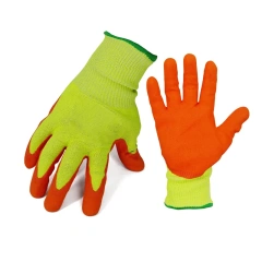 ANSI Cut Level 6 Rubber Latex Coated for Work Construction Crinkle Pattern Nitrile Latex Dip Glove