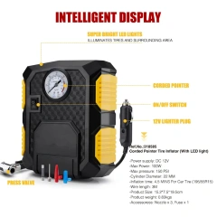 Dial Gauge Tire Inflator With LED light Wireless Car Tyre Compressor