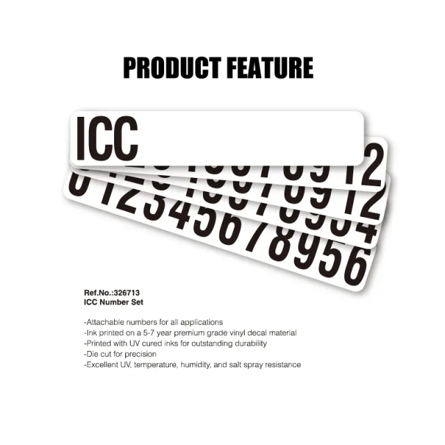 Heavy Duty ICC Number Set Truck Decal Sign Numbering kit Self Adhesive