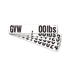 Heavy Duty Gross Vehicle Weight Decal Set Truck Decal Sign GVW Numbering kit Self Adhesive