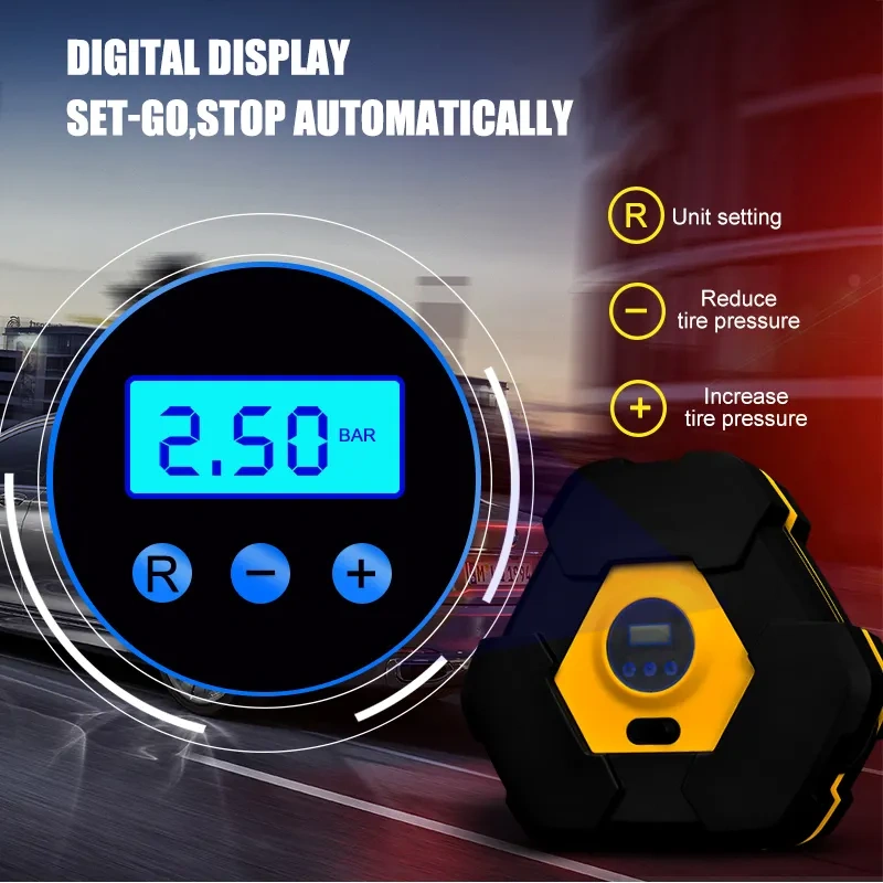 Digital Tire Inflator With LED light Wireless Car Tyre Compressor
