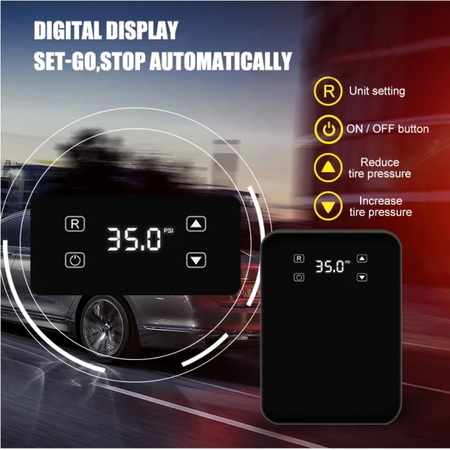 Touch Screen Digital Tire Inflator With LED light Wireless Car Tyre Compressor