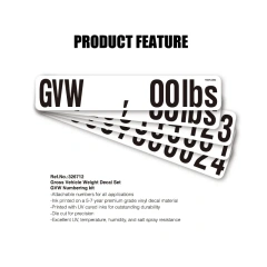 Heavy Duty Gross Vehicle Weight Decal Set Truck Decal Sign GVW Numbering kit Self Adhesive
