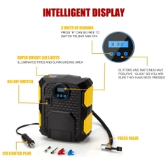 Digital Tire Inflator With LED light Wireless Car Tyre Compressor