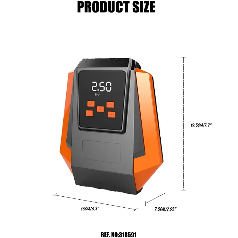 Digital Tire Inflator With LED light Wireless Car Tyre Compressor