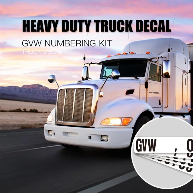 Heavy Duty Gross Vehicle Weight Decal Set Truck Decal Sign GVW Numbering kit Self Adhesive