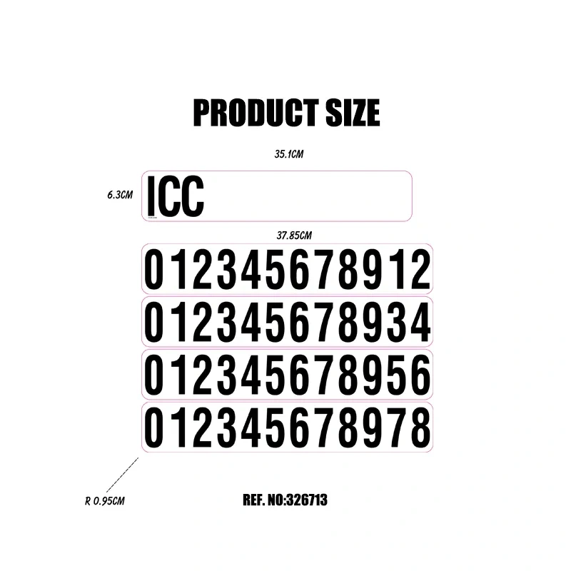 Heavy Duty ICC Number Set Truck Decal Sign Numbering kit Self Adhesive