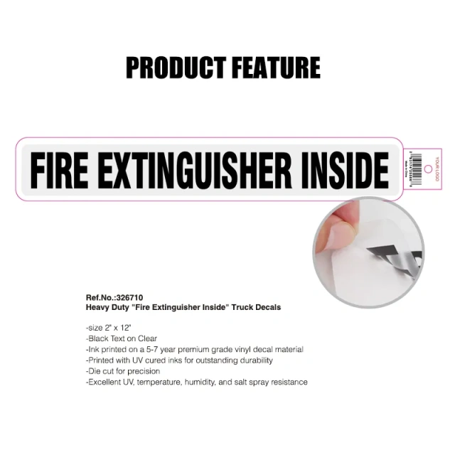 Heavy Duty Fire Extinguisher Inside Truck Decal Sign Self Adhesive