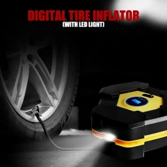 Digital Tire Inflator With LED light Wireless Car Tyre Compressor