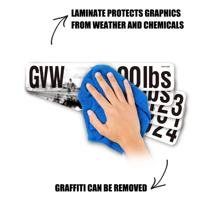 Heavy Duty Gross Vehicle Weight Decal Set Truck Decal Sign GVW Numbering kit Self Adhesive