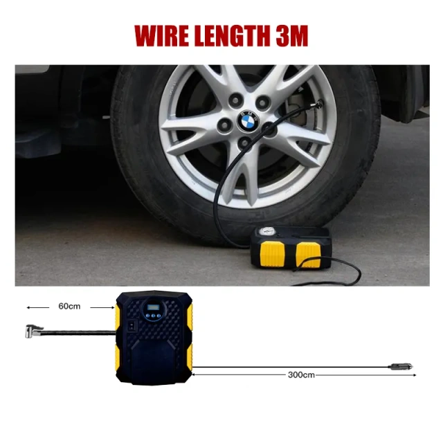 Dial Gauge Tire Inflator With LED light Wireless Car Tyre Compressor