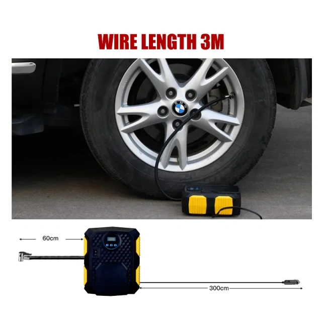 Digital Tire Inflator With LED light Wireless Car Tyre Compressor