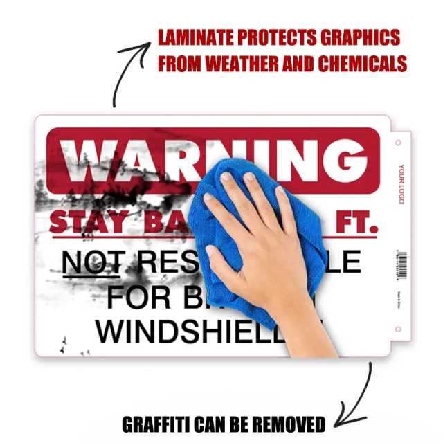 Heavy Duty Warning Stay Back 200ft. Not Responsible for Broken Windshields Truck Decal Sign Self Adhesive