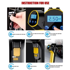 Rechargeable Digital Tire Inflator With LED light Wireless Car Tyre Compressor