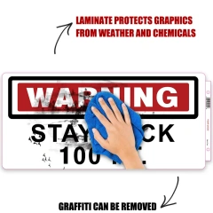 Heavy Duty Stay Back 100 Feet Decal Truck Decal Sign Self Adhesive