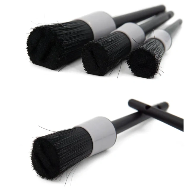 3pcs Car Detailing Wash Long Soft PP Bristle Brushes Set for Cleaning