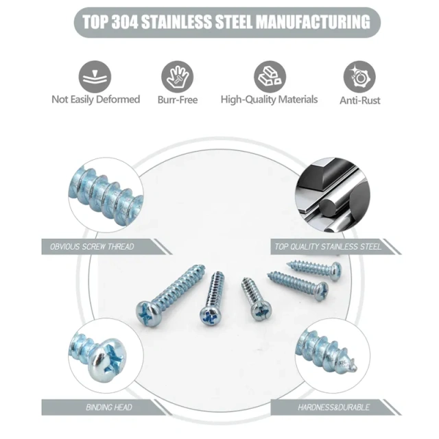 Screw assortment 95pcs multi-layer gavanizztion 304 Stainless Phillips Head Wood Screws