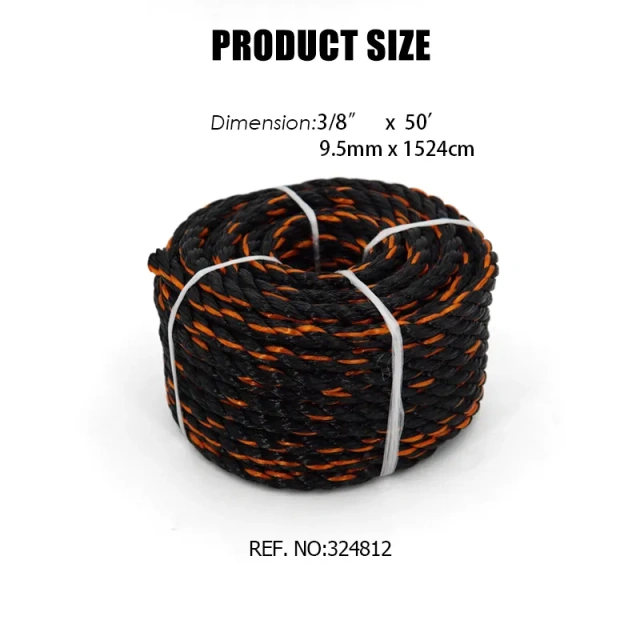 3/8" Twisted Poly Polypropylene Truck Rope Marine Rope 50 Feet For Cargo Straps Boating