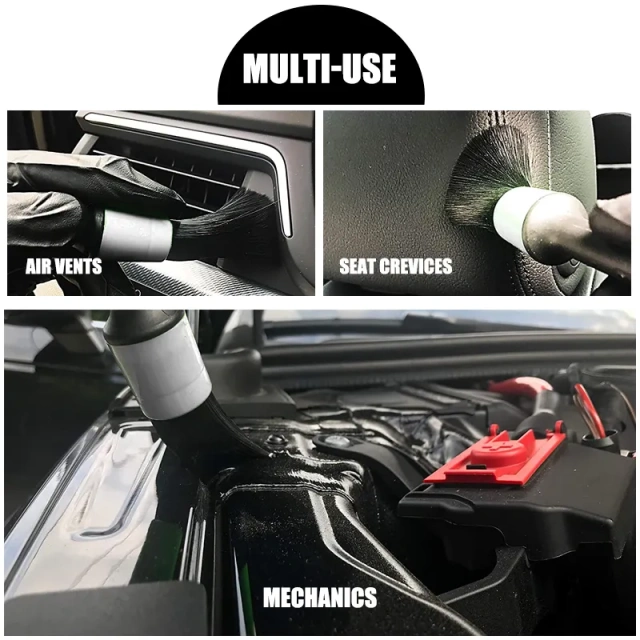 3pcs Car Detailing Wash Long Soft PP Bristle Brushes Set for Cleaning