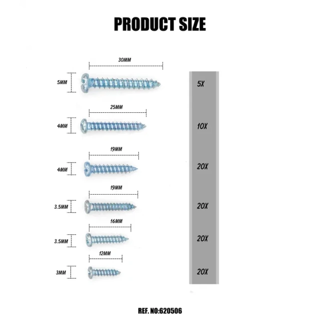 Screw assortment 95pcs multi-layer gavanizztion 304 Stainless Phillips Head Wood Screws