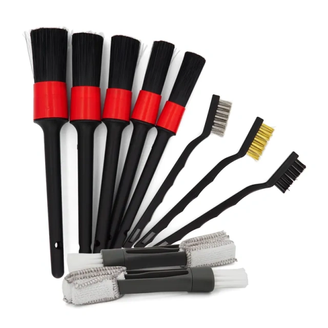 10pcs Car Detailing Wash Long Soft PP Bristle Brushes Set for Cleaning