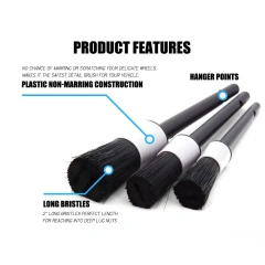 3pcs Car Detailing Wash Long Soft PP Bristle Brushes Set for Cleaning