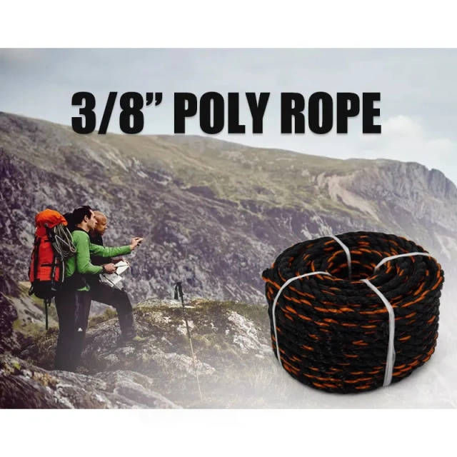 3/8" Twisted Poly Polypropylene Truck Rope Marine Rope 50 Feet For Cargo Straps Boating