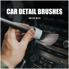 3pcs Car Detailing Wash Long Soft PP Bristle Brushes Set for Cleaning