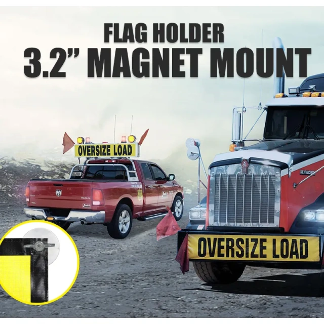 3.2" Safety flag Magnet mount Magnet Holder Chromed