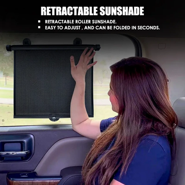 Retractable Car Roller Sunshade Car Window Shades for UV and Sun Glare Protection