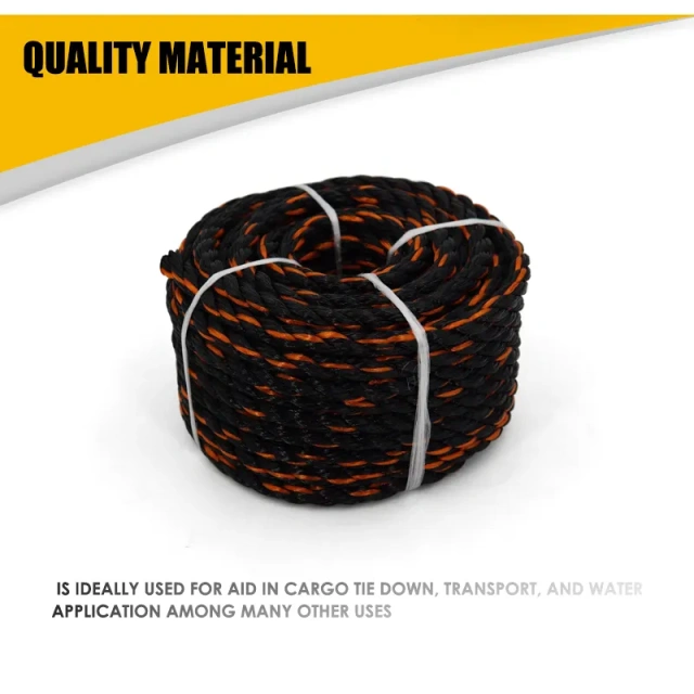 3/8" Twisted Poly Polypropylene Truck Rope Marine Rope 50 Feet For Cargo Straps Boating