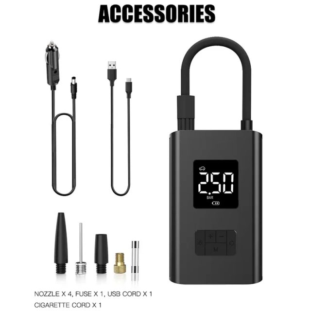 Corded & Cordless Digital Tire Inflator With LED light Car Tyre Compressor