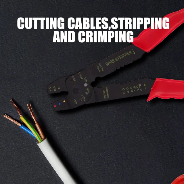 8" Crimping Tool Wire Stripper Cutter Wire Stripping Tool Multi-Function Hand Tool