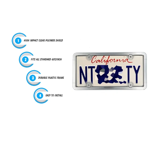 High Quality Car Chrome ABS License Plate Frame with PC License Plate Cover