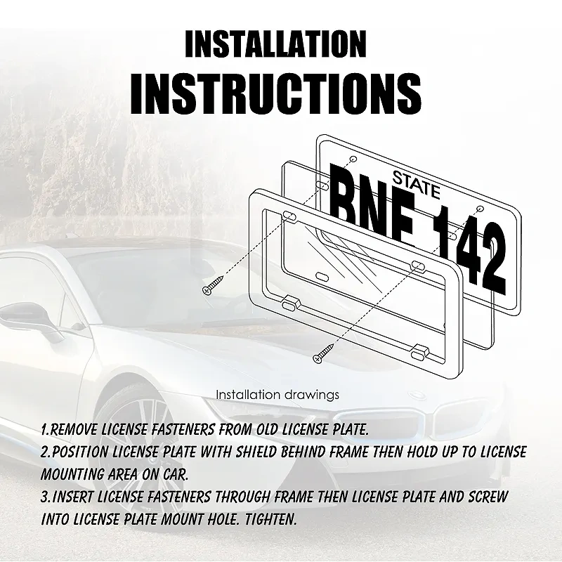 High Quality Car Chrome ABS License Plate Frame with PC License Plate Cover