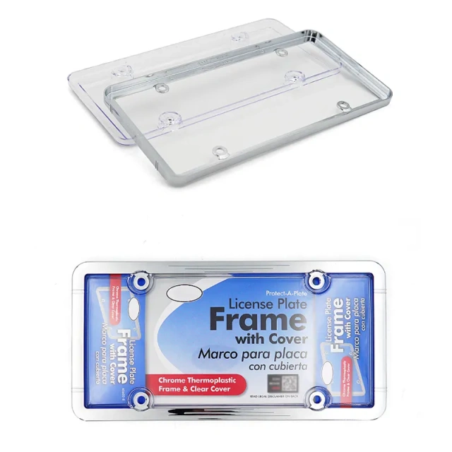 Chrome ABS license plate frame car plate holder license plate frame with PS/PC cover