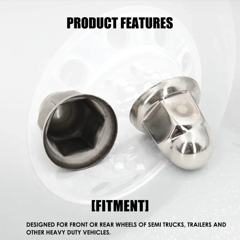 10PCS Stainless Steel 33mm Lug Nut Cover Wheel Nut Covers For Truck