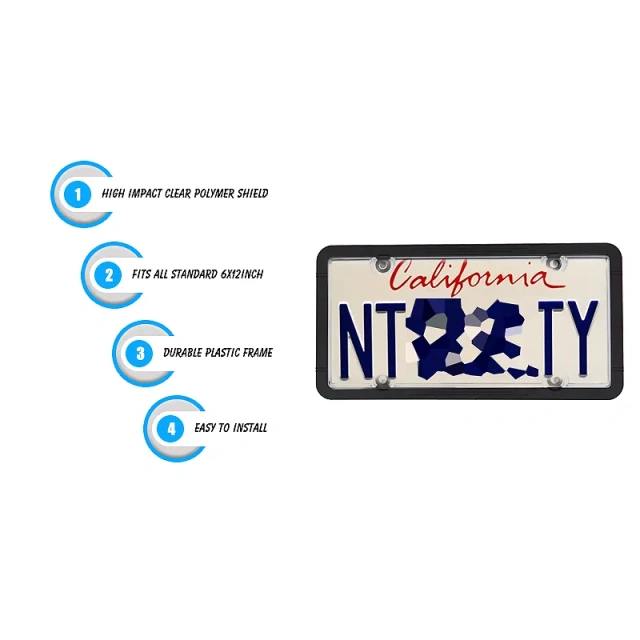 High Quality Plastic Car Black ABS License Plate Frame PS/PC License Plate Cover