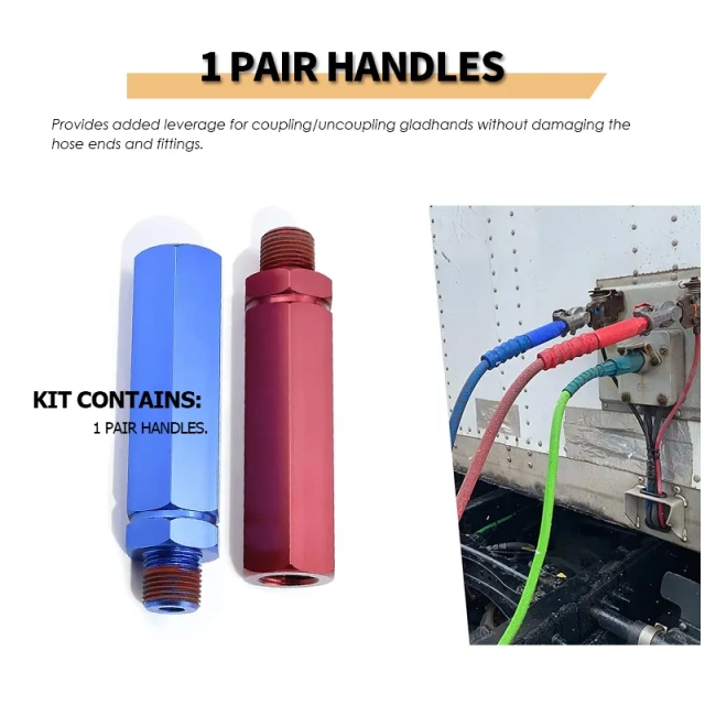 Aluminum Gladhand Grips Glad Hand Extension Handle Set Red Blue for Truck and Trailers Easier Coupleling