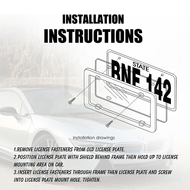 High Quality Plastic Car Black ABS License Plate Frame PS/PC License Plate Cover