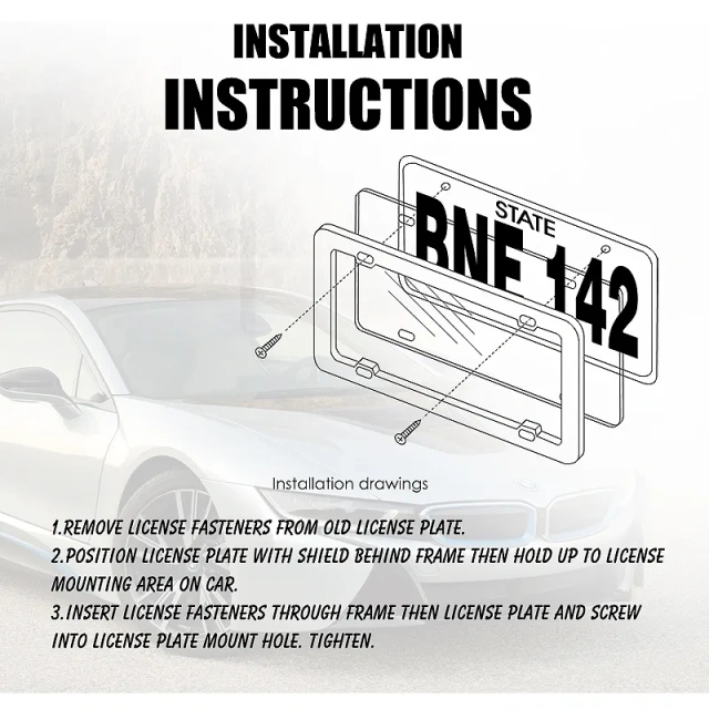 Chrome ABS license plate frame car plate holder license plate frame with PS/PC cover