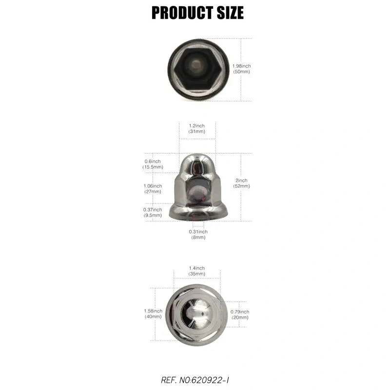 33mm Flanged Chrome Plated Iron Lug Nut Cover Wheel Lug Nuts Cover For Truck