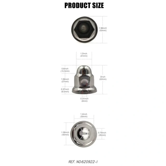 33mm Flanged Chrome Plated Iron Lug Nut Cover Wheel Lug Nuts Cover For Truck