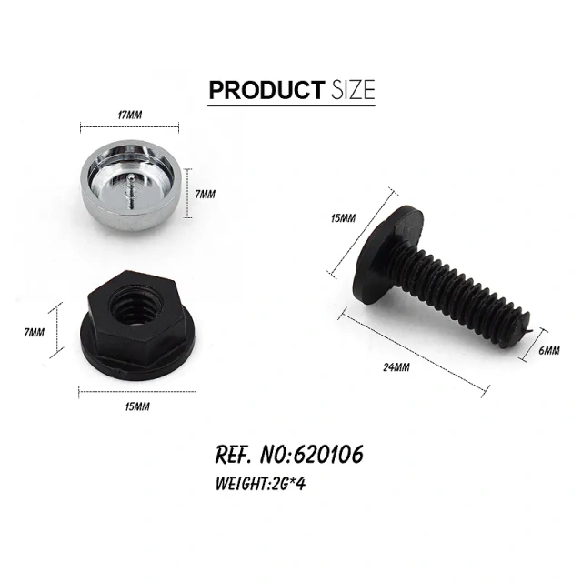 Set of 4 Pack Nylon Car License Plate Fasteners Screws Chrome ABS Caps Cover