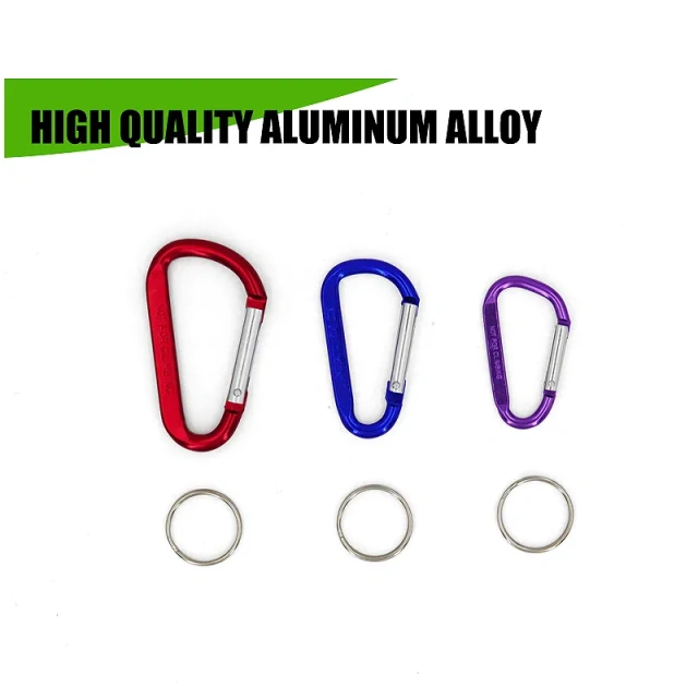 Wholesale D-Ring oem aluminum metal keychain hiking karabiner carabiner ring hook