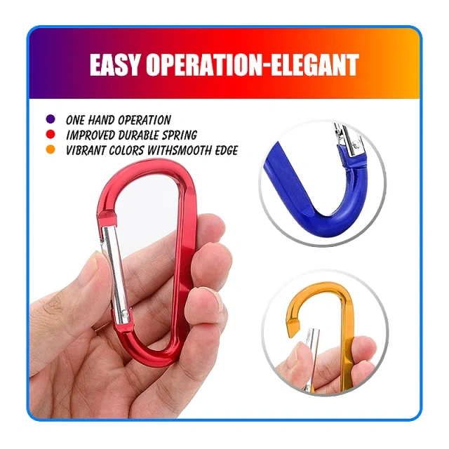 Wholesale D-Ring oem aluminum metal keychain hiking karabiner carabiner ring hook
