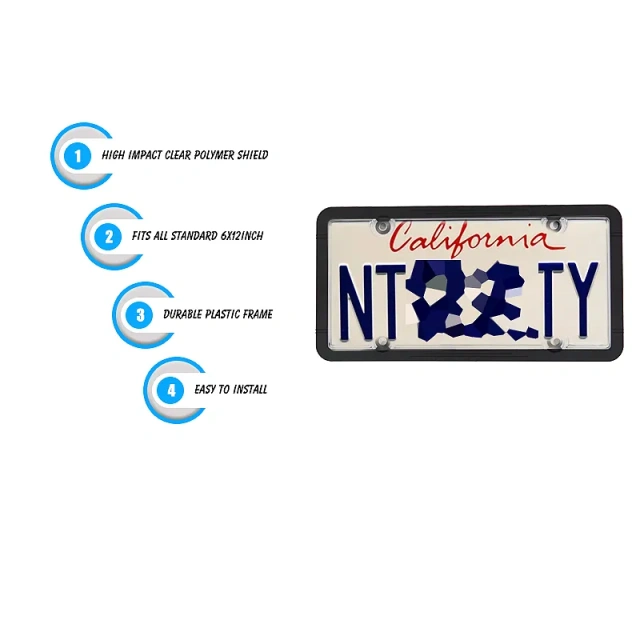 High Quality Plastic Car ABS License Plate Frame With PC/PS Cover